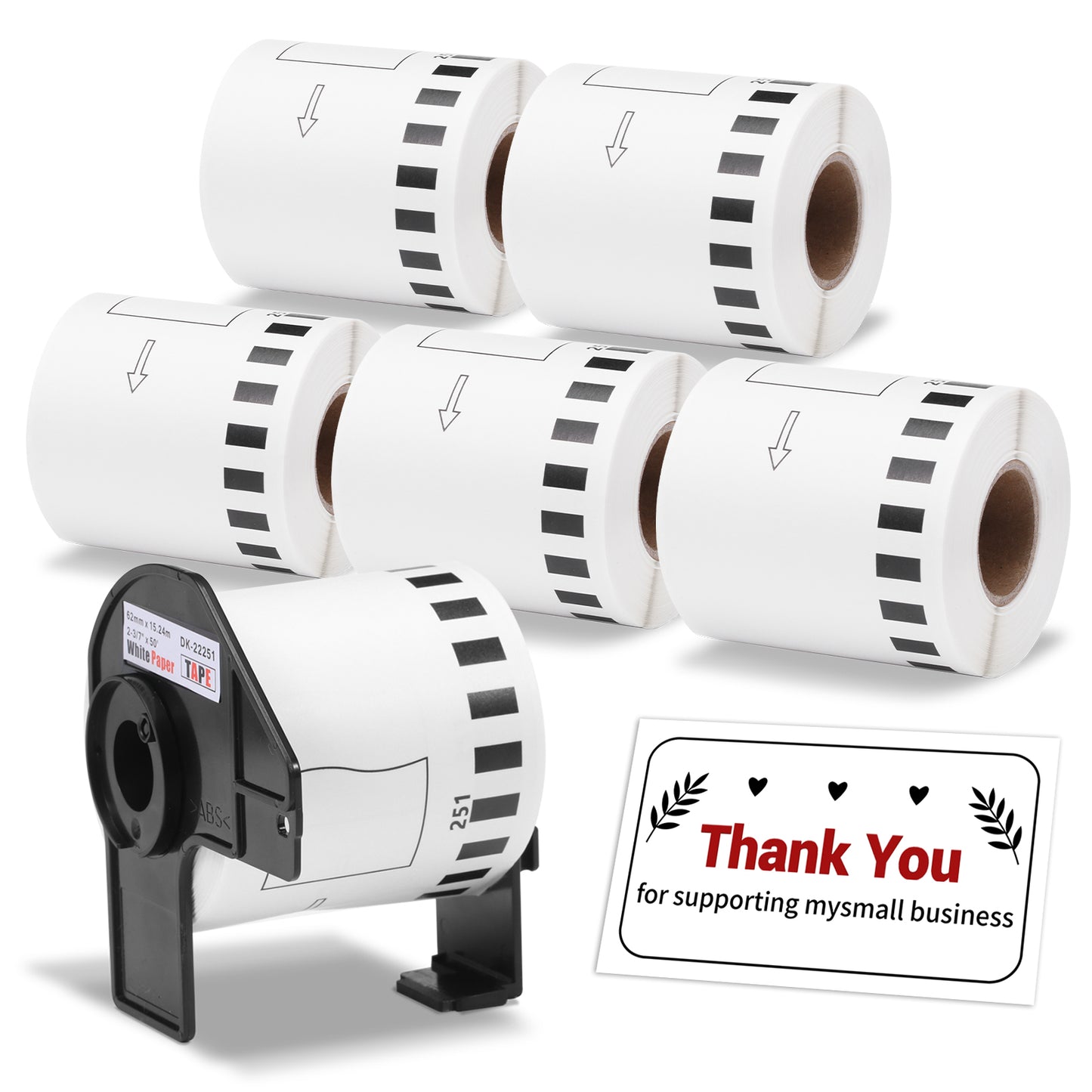 Label KINGDOM Replace for Brother DK-2251 Black/Red on White Paper Tape, 2.4 in x 50 ft Continuous Length Label Use with Brother QL-800 Printer Shipping (6 Rolls+ 1 Frame)