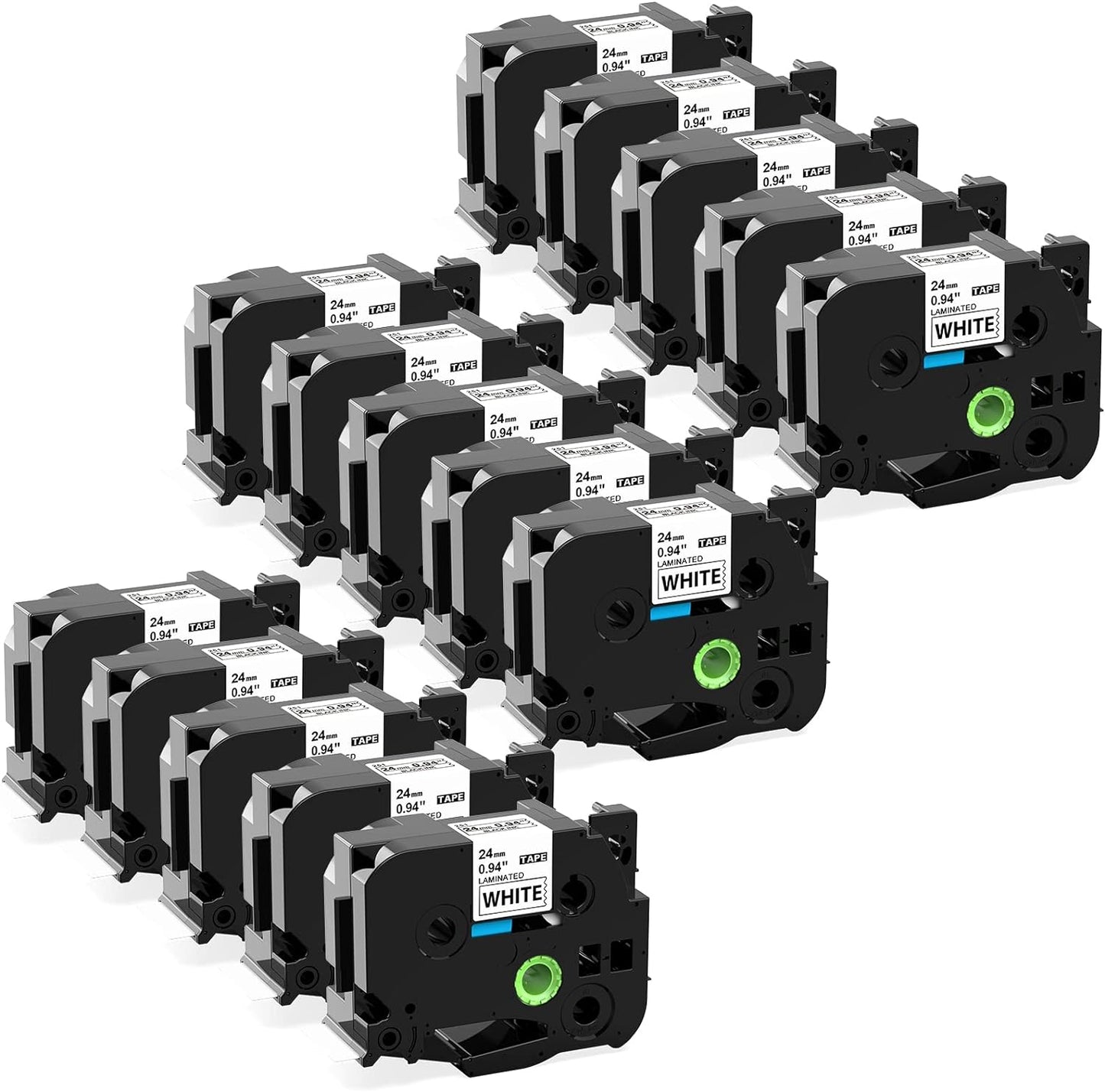 15-Pack Tz Tape 24mm 0.94 Laminated White Replacement for Brother P-Touch TZe-251 TZ-251 1 Inch Black Print on White Compatible with Brother P-Touch Label Makers PTD600 PTD610BT PTP710BT PTE500
