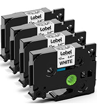 Label KINGDOM Replace for Brother Label Maker Tape 12mm 0.47 White TZe-231 TZ-231 Laminated P Touch Tape for Brother PTD220 PT-1290 PT-D210 PTH110 D410 D600 Label Maker, Black on White, 4-Pack