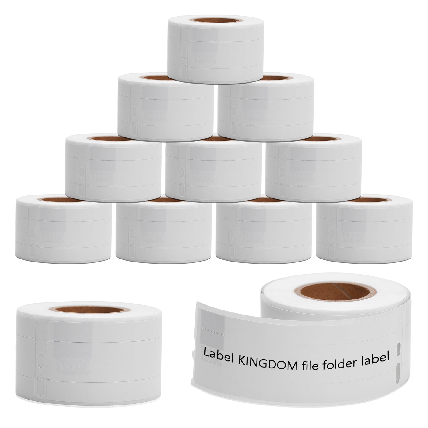 Label KINGDOM LW Label Compatible Dymo 30327 1-Up File Folder White Paper Labels 9/16" x 3-7/16" for Labelwriter 330 450 Turbo Twin Printers, 130 Stickers per roll, 12 Rolls