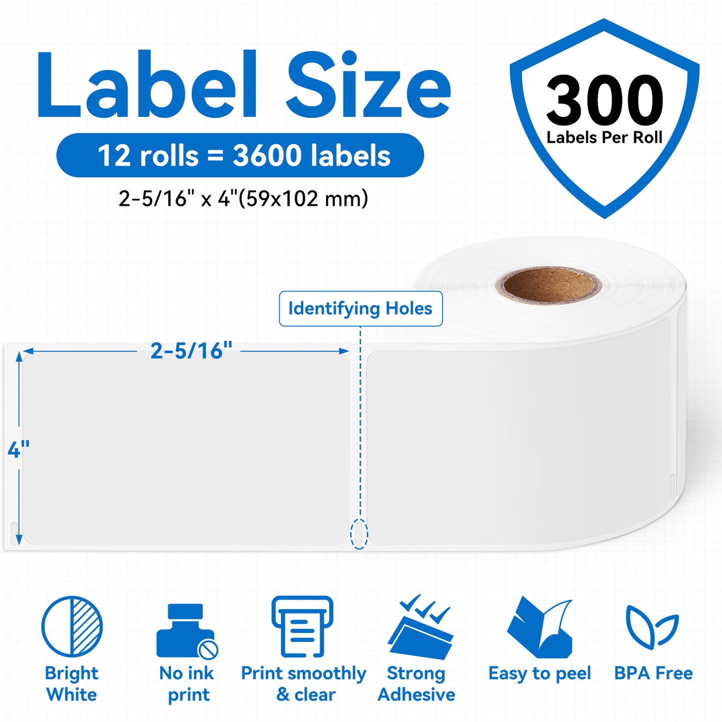 Label KINGDOM 12 Rolls 2-5/16" x 4" Thermal Labels Replace for DYMO 30256 Address Barcode Labels for DYMO Label Writer 450 Twin Turbo, 4XL Desktop Printers
