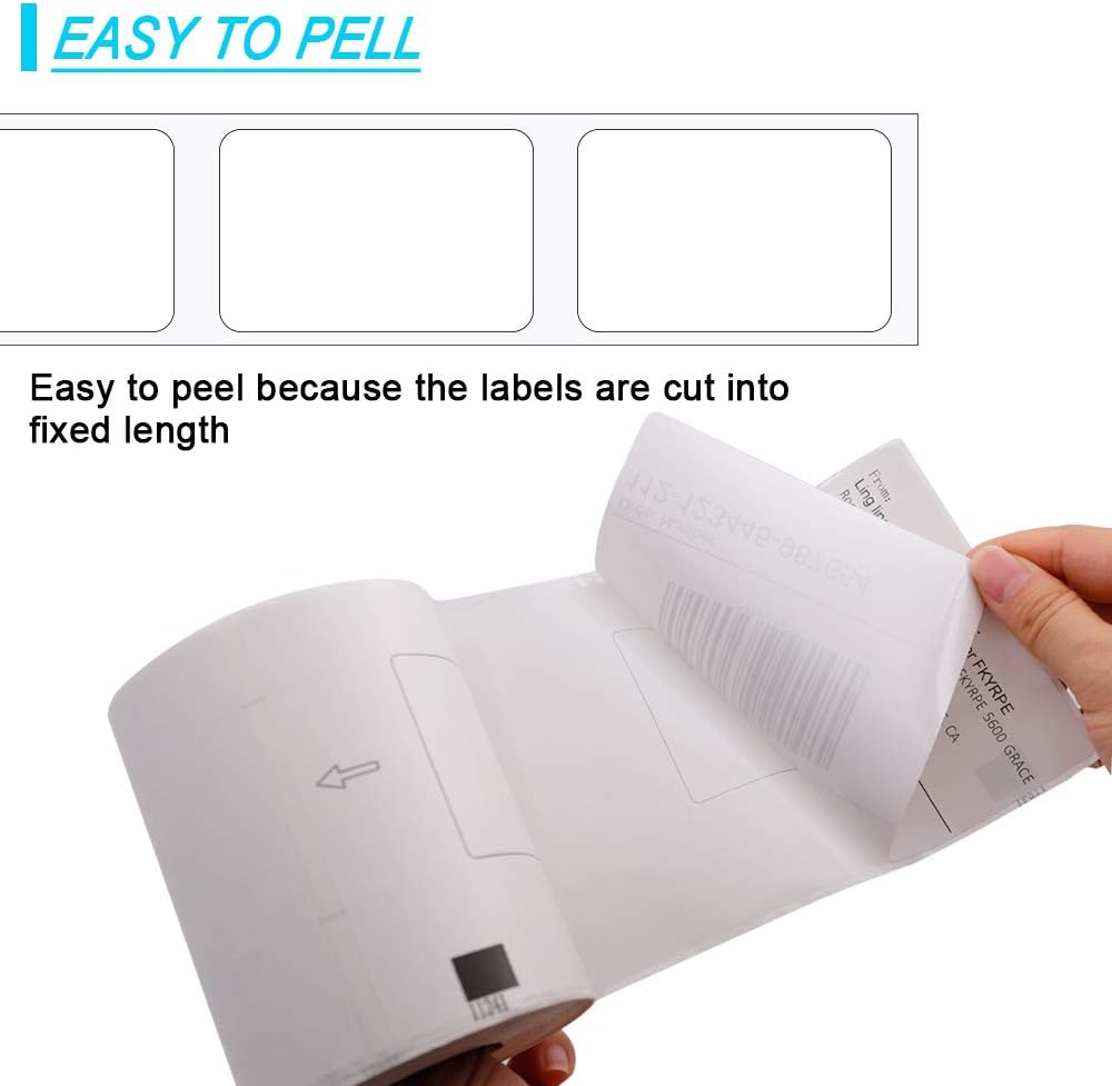 Label KINGDOM Replace for DK-1241 Die-Cut 4" x 6" Brother Large Shipping White Paper Labels (102 mm x 151 mm) 200/ Roll DK Labels for Brother QL-1110NWB (4 Roll + 1 Detachable Frame)