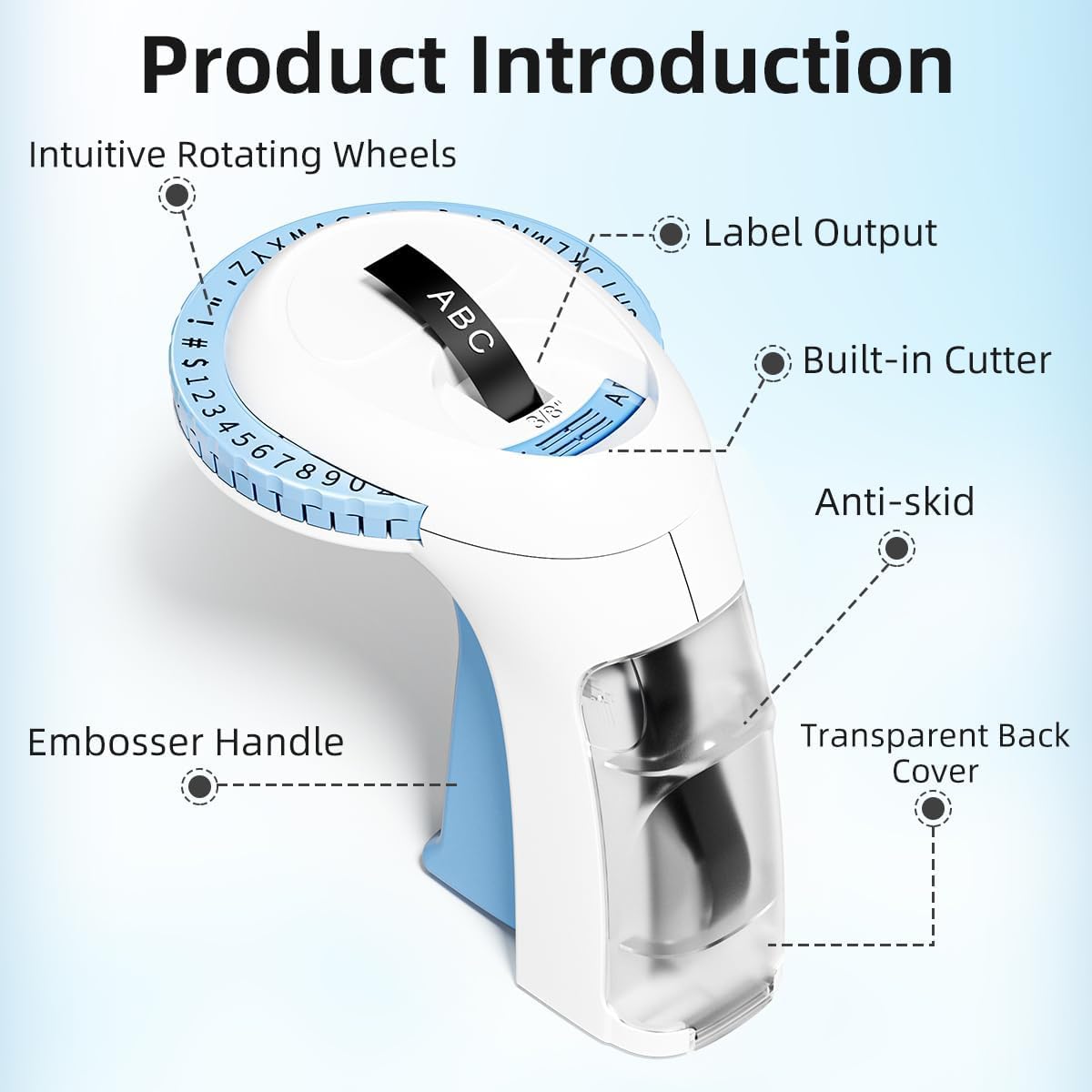 Label KINGDOM Embossing Label Maker With 6 Label Tapes, Omega Home Embossing Label Maker Using With 3D Plastic Embossing Labels 9mm x 3m, A Protable Handheld Label Maker for Home Office DIY, Blue