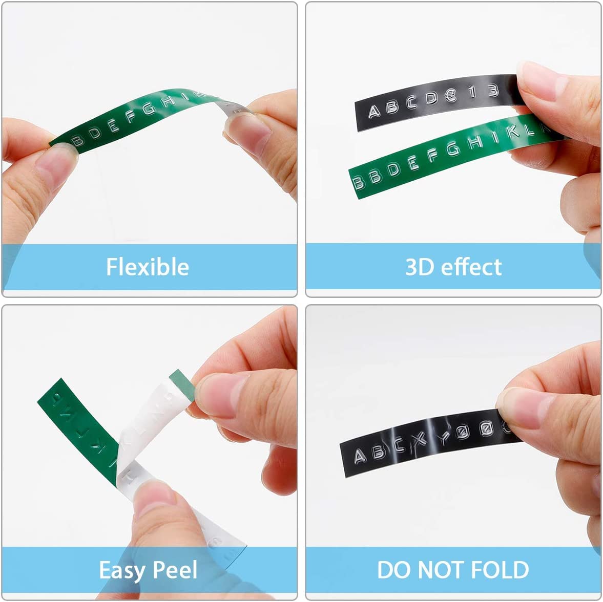 Label KINGDOM Compatible Dymo Embossing Tape 9mm x 3m, White on Blue/Black/Red/Green/Yellow, 3D Plastic Label Refill for DYMO Omega Junior Motex Embossing Label Maker, 7 Pack