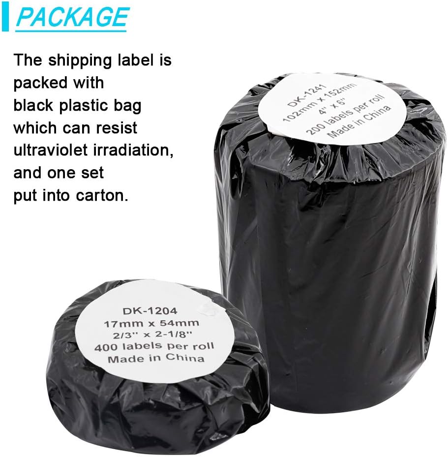 Label KINGDOM Replace for DK-1204 Die-Cut Multipurpose White Paper Label, 2/3" x 2-1/8"(0.66" x 2.1") 400/Roll Return Address Label for QL-800 QL-810W Printer (10-Roll + 2 Frame)
