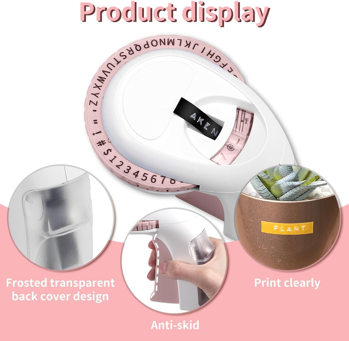 Label KINGDOM Embossing Label Maker With 6 Label Tapes, Omega Home Embossing Machine, A Protable Handheld Retro Label Maker Using With 3D Embossing Labels 9mm x 3m for Home Office DIY, Pink