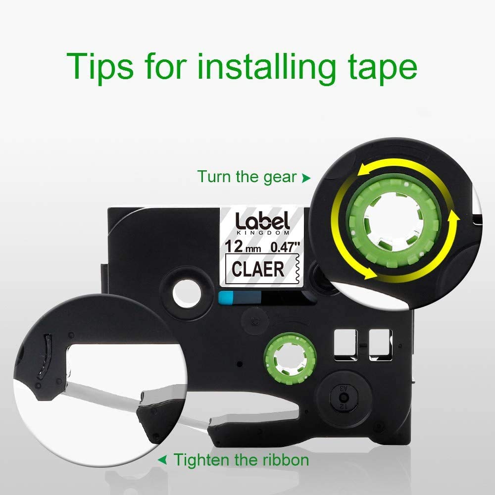 Label KINGDOM Compatible Tape Replacement for Brother P-Touch TZe-131 TZ-131 Label Tape 12mm 0.47 Inch Laminated TZ Tape, Black on Clear for P-Touch PT-D210 PT-H110 PT-D400 Label Maker, 5-Pack
