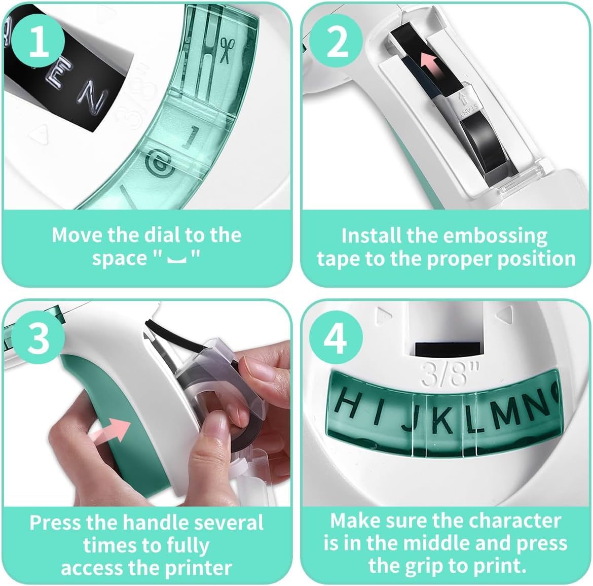 Label KINGDOM Embossing Label Maker With 6 Label Tapes, Omega Home Embossing Machine, A Protable Handheld Retro Label Maker Using With 3D Embossing Labels 9mm x 3m for Home Office DIY, Green