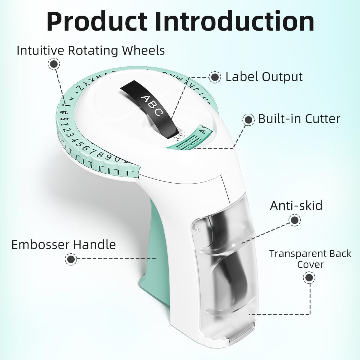 Label KINGDOM Embossing Label Maker With 6 Label Tapes, Omega Home Embossing Machine, A Protable Handheld Retro Label Maker Using With 3D Embossing Labels 9mm x 3m for Home Office DIY, Green
