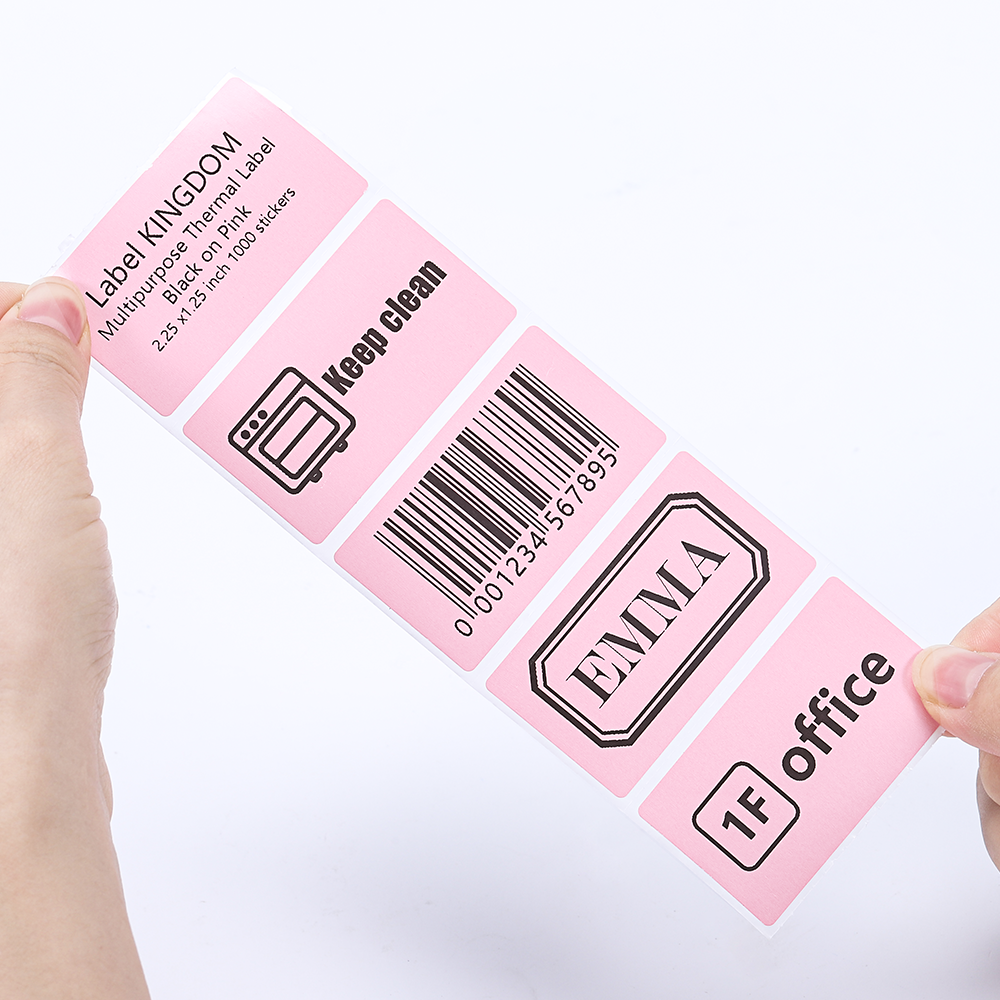 Label KINGDOM Direct Thermal Label - 2.25 x 1.25 Inch Roll of 1000 Pink Sticker Labels for Barcode Label Work with Rollo Munbyn Phomemo Printer, 1 Roll