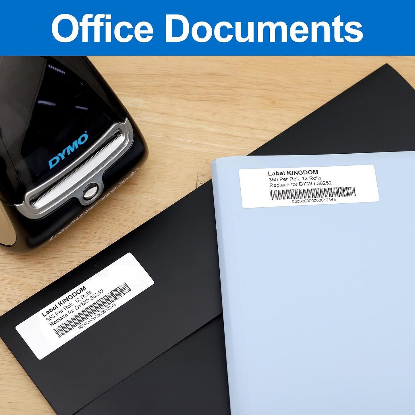 Label KINGDOM Compatible 1-1/8" x 3-1/2" Thermal Labels Replacement for DYMO 30252 Multipurpose Address Barcode Labels for DYMO Label Writer 450, 450 Twin Turbo, 4XL Desktop Printers, 12 Rolls