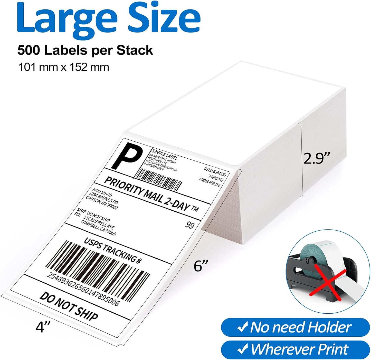 1000 Labels Compatible MUNBYN 4"x6" Direct Thermal Label, (500 Labels/Stack) Fanfold Shipping Label Paper for Direct Thermal Printer JADENS, BEEPRT, ASprink, Nelko, Phomemo, for UPS USPS