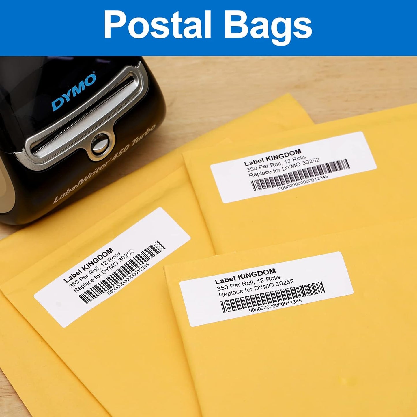 Label KINGDOM Compatible 1-1/8" x 3-1/2" Thermal Labels Replacement for DYMO 30252 Multipurpose Address Barcode Labels for DYMO Label Writer 450, 450 Twin Turbo, 4XL Desktop Printers, 12 Rolls
