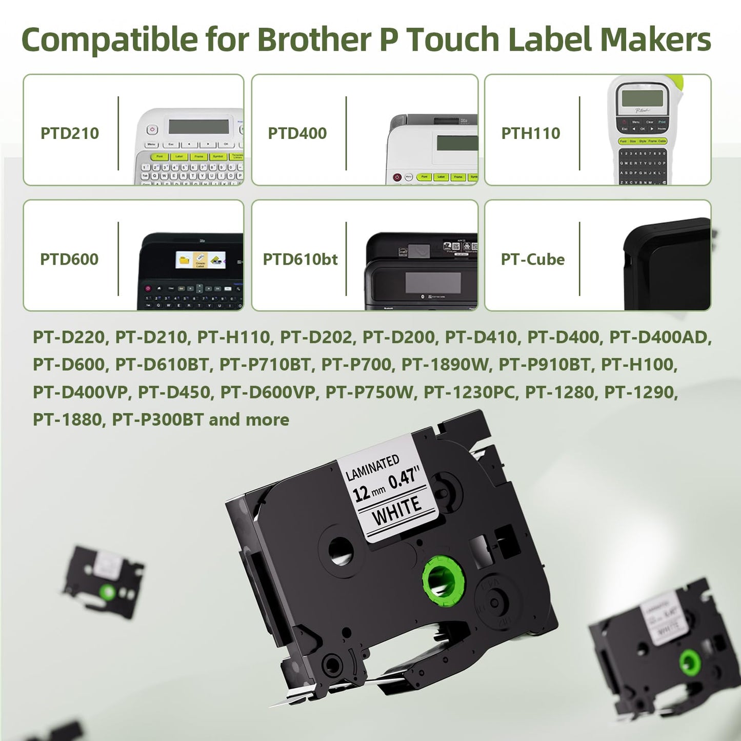 Label KINGDOM Compatible Labels Replacement for Brother P-Touch Label Tape TZe-231 TZ231 12mm 0.47 Inch Laminated TZ Tapes Black on White Work with PTouch PTD210 PTH110 PTD400 Label Maker, 2-Pack