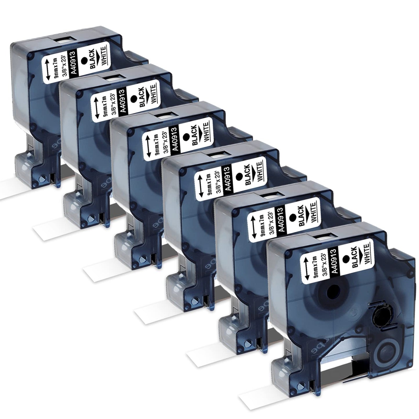 6-Pack Label KINGDOM 9mm Black on White D1 Label Tape Replacement for 40913 S0720680 Dymo Label Printer Tape, Compatible with Dymo Label Maker LabelManager 160 260P 280 210D 420P
