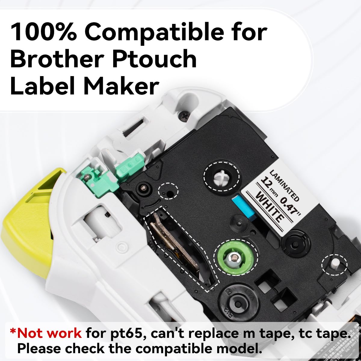 Label KINGDOM Compatible Brother P Touch TZe TZ Tape 12mm 0.47 Inch Laminated TZe-231 TZe-131 TZe-431 TZe-531 TZe-631 TZe-731 Label Maker Tape for Brother PTH110 PT-D210 Label Makers, 6 Pack
