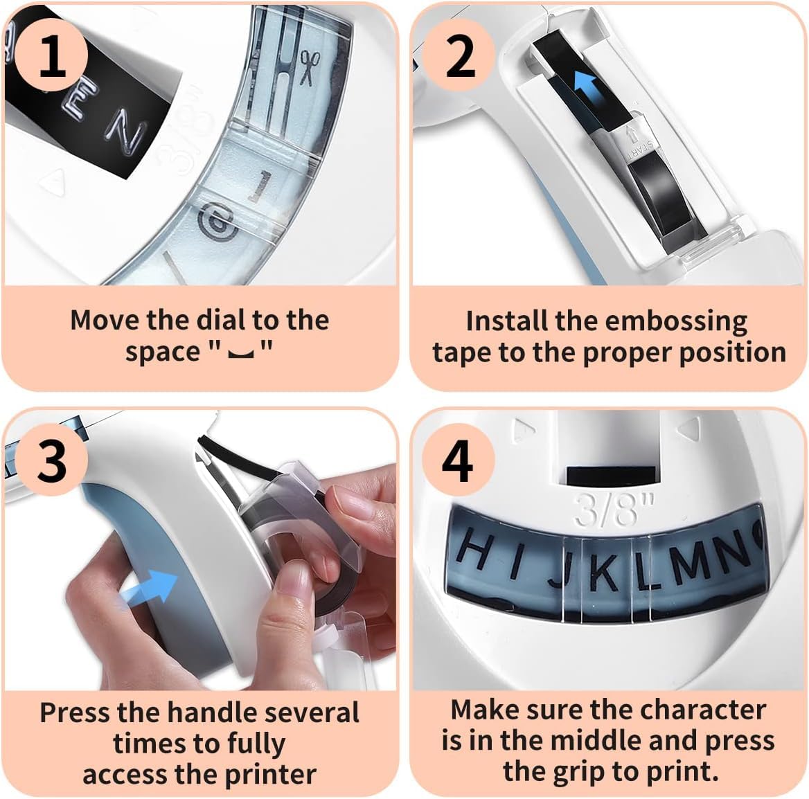 Label KINGDOM Embossing Label Maker With 6 Label Tapes, Omega Home Embossing Label Maker Using With 3D Plastic Embossing Labels 9mm x 3m, A Protable Handheld Label Maker for Home Office DIY, Blue
