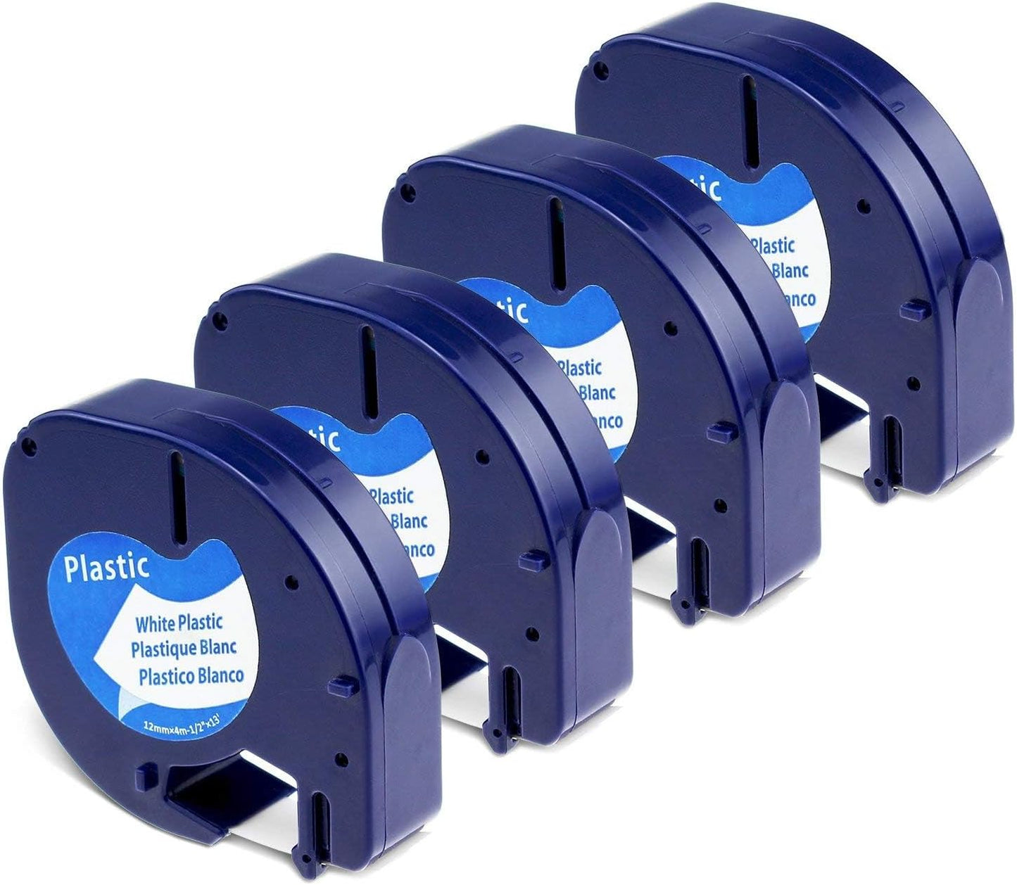 Label KINGDOM Replace for DYMO LetraTag Refills 91331 White Plastic Compatible for Dymno Letra Tag Plus LT100H LT100T, 1/2" x 13'(12mm x 4m) Black Print on White, 4 Pack