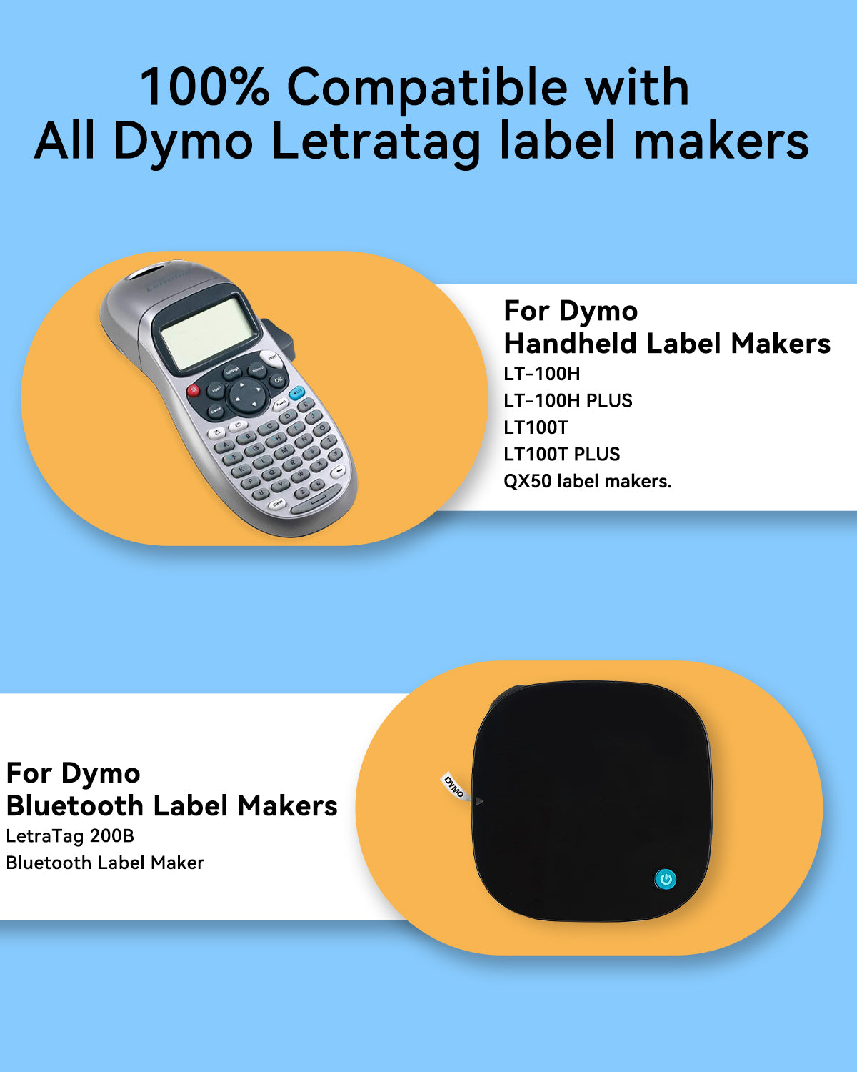 Label KINGDOM Replace for DYMO LetraTag Refills 91331 White Plastic Compatible for Dymno Letra Tag Plus LT100H LT100T, 1/2" x 13'(12mm x 4m) Black Print on White, 4 Pack