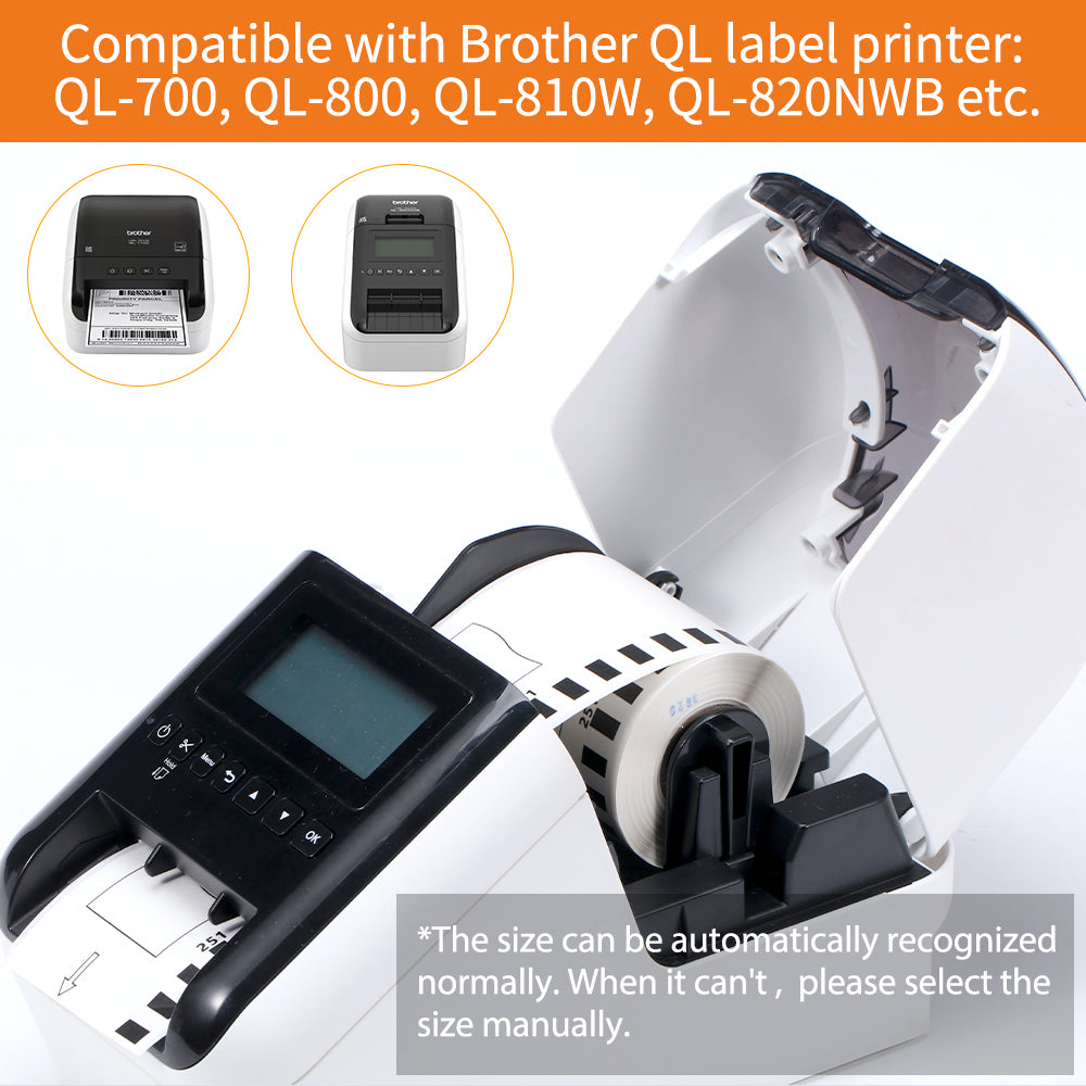 Label KINGDOM Replace for Brother DK-2251 Black/Red on White Paper Tape, 2.4 in x 50 ft Continuous Length Label Use with Brother QL-800 Printer Shipping (6 Rolls+ 1 Frame)