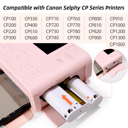 2 Pack Compatible with Canon Selphy CP1300 Ink and Paper, KP-108IN 6 Color Ink Cassette and 216 Sheets 4x6 Photo Paper Glossy for Selphy CP1500, CP1200, CP910, CP910, CP900,CP800 Photo Printer