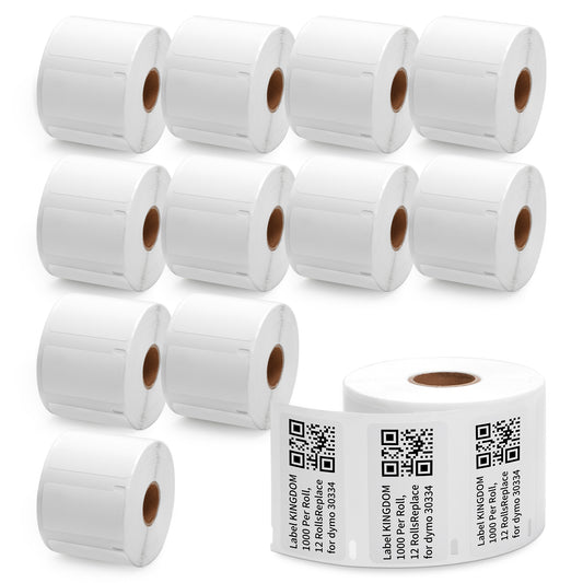 Label KINGDOM LW Label Compatible Dymo 30334 (1-1/4” x 2-1/4”) Multi-Purpose Label for LabelWriter 450 4XL, Rollo Printers, for Barcode FNSKU Labels, 1000 Stickers per Roll, 12 Rolls