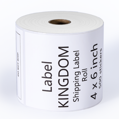 Label KINGDOM 4 x 6 Inch Direct Thermal Shipping Label Roll, 500 Sheets for Rollo Zebra Munbyn or Other Thermal Printer Used on FedEx, USPS, UPS, DHL for Address Label, 1 Roll