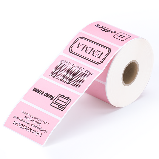 Label KINGDOM Direct Thermal Label - 2.25 x 1.25 Inch Roll of 1000 Pink Sticker Labels for Barcode Label Work with Rollo Munbyn Phomemo Printer, 1 Roll