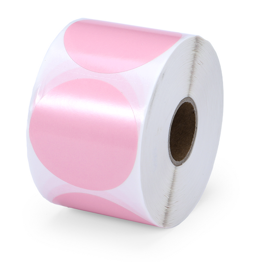 2" Pink Circle Thermal Sticker Label- 750 Sheets for Multi-Purpose Label, Self-Adhesive Round Label for Direct Thermal Printer, 1 Roll
