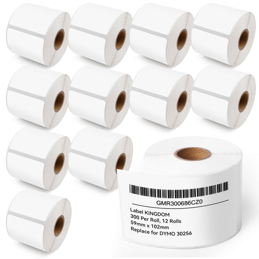 Label KINGDOM 12 Rolls 2-5/16" x 4" Thermal Labels Replace for DYMO 30256 Address Barcode Labels for DYMO Label Writer 450 Twin Turbo, 4XL Desktop Printers