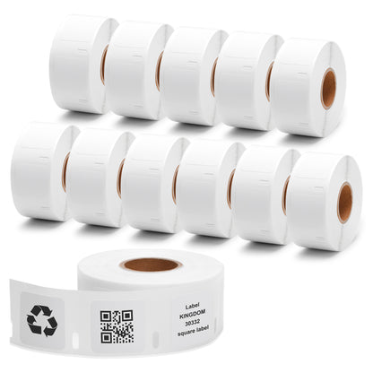 Label KINGDOM Square Label Compatible Dymo 30332 (1” x 1”) LW Multi-Purpose Labels for Labelwriter 450 Turbo Twin, Rollo Zebra Desktop Printers, 750 Stickers per roll, 12 Rolls