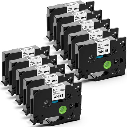 Label KINGDOM 10-Pack Label Tape Compatible with Brother P Touch TZe231 TZ-231 Label Tape Refills Tze Tz Tape Laminated 12mm 0.47'' for Brother PTouch Label Maker PT-D210 PTD220 Black on White