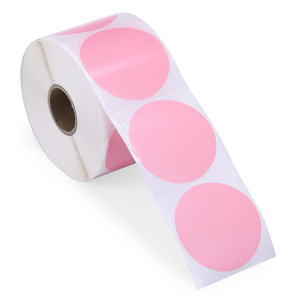 2" Pink Circle Thermal Sticker Label- 750 Sheets for Multi-Purpose Label, Self-Adhesive Round Label for Direct Thermal Printer, 1 Roll