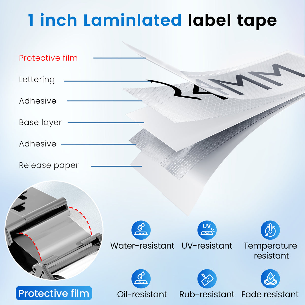 10 Pack Compatible with Brother P Touch 24mm 0.94” TZe-251 TZ TZe251 Tape Work with PT-D610BT D600 700 P710BT PTP750W label maker, 1” Laminated White Label Maker Tape Tze251