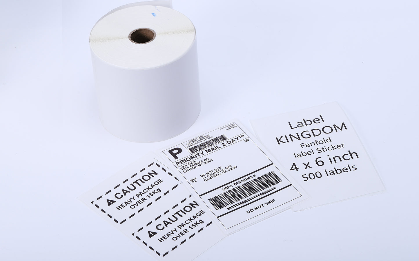 Label KINGDOM 4 x 6 Inch Direct Thermal Shipping Label Roll, 500 Sheets for Rollo Zebra Munbyn or Other Thermal Printer Used on FedEx, USPS, UPS, DHL for Address Label, 1 Roll