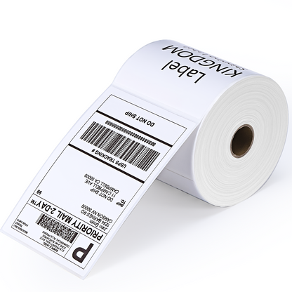 Label KINGDOM 4 x 6 Inch Direct Thermal Shipping Label Roll, 500 Sheets for Rollo Zebra Munbyn or Other Thermal Printer Used on FedEx, USPS, UPS, DHL for Address Label, 1 Roll