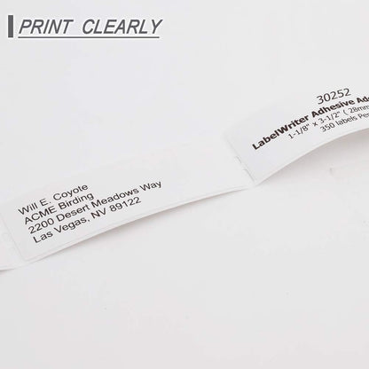 Label KINGDOM 30252 Label Replace for Dymo 30252 Label Writer 450 Labels, 1 1/8" x 3 1/2" Adhesive White Paper Address Labels for 450 Turbo, 4XL Printer (350 Labels Per Roll, 1 Roll)