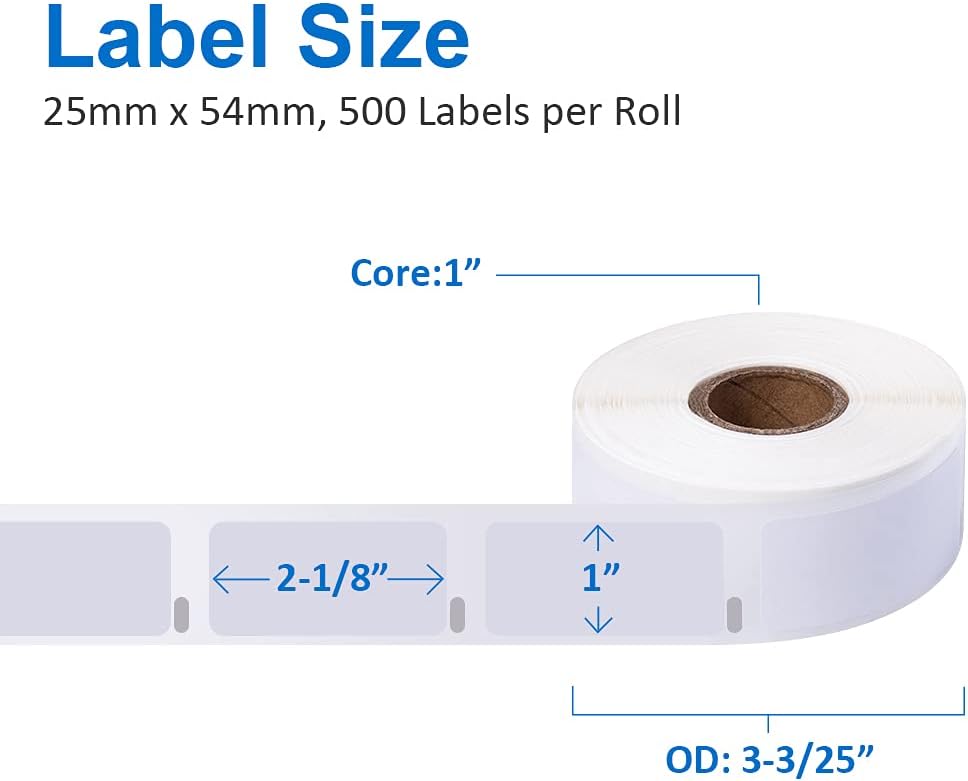 Label KINGDOM 12 Rolls Compatible Dymo Labels 1" x 2-1/8" Multipurpose Labels Replacement for DYMO 30336 Barcode Labels for Dymo Label Writer 450, 450 Turbo, Dymo 4XL Desktop Printers