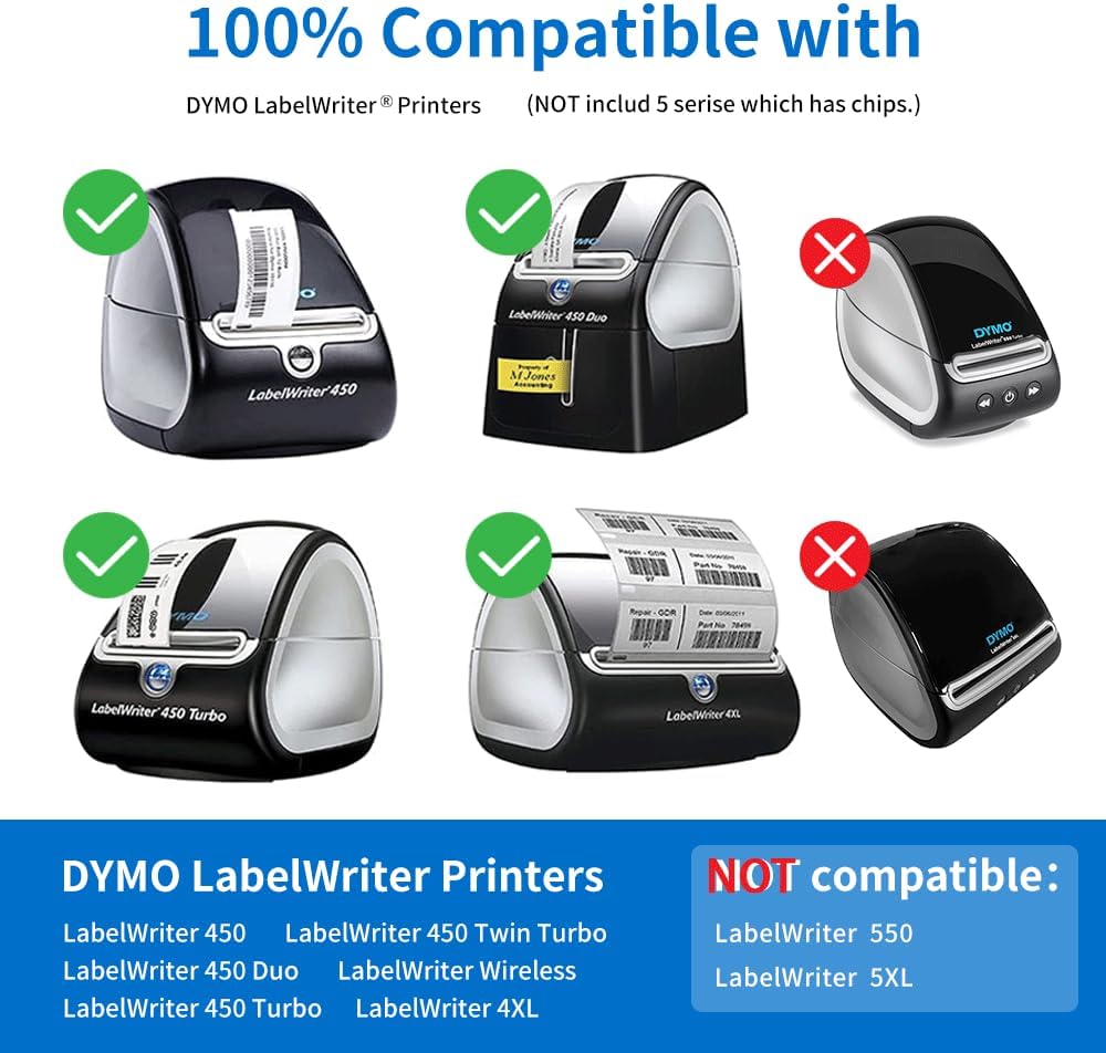 Label KINGDOM 12 Rolls Compatible Dymo Labels 1" x 2-1/8" Multipurpose Labels Replacement for DYMO 30336 Barcode Labels for Dymo Label Writer 450, 450 Turbo, Dymo 4XL Desktop Printers