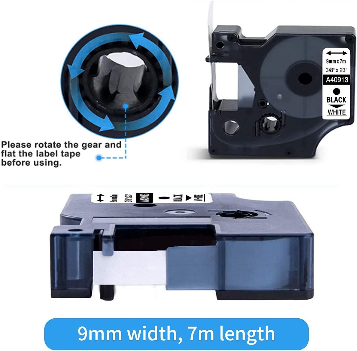 6-Pack Label KINGDOM 9mm Black on White D1 Label Tape Replacement for 40913 S0720680 Dymo ‎Label Printer Tape, Compatible with Dymo Label Maker LabelManager 160 260P 280 210D 420P