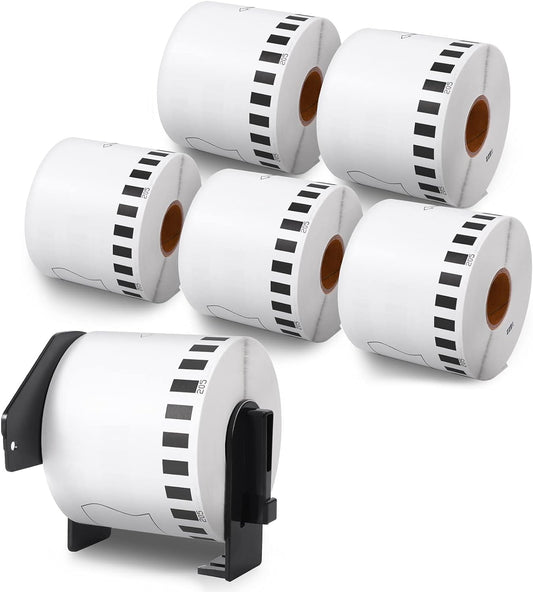 Label KINGDOM Label Replace for Brother Ql-820nwb DK-2205 Continuous Length 62mm x 30.48m (2-3/7" x 100') Paper Label Roll for QL 800 QL-1110NWB Label Printers (6 Rolls+ 1 Refillable Cartridge)