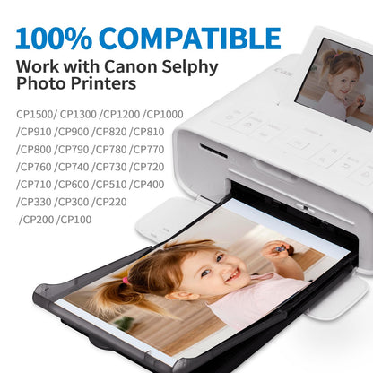 Replace Canon Selphy CP1300 Paper and Ink KP-108IN Glossy Photo Paper for Canon Selphy CP1500 CP1200 CP1000 CP910 CP800 CP790 Photo Printer, 108 Sheets 4 x 6 Photo Paper + 3 Color Ink Cartridge