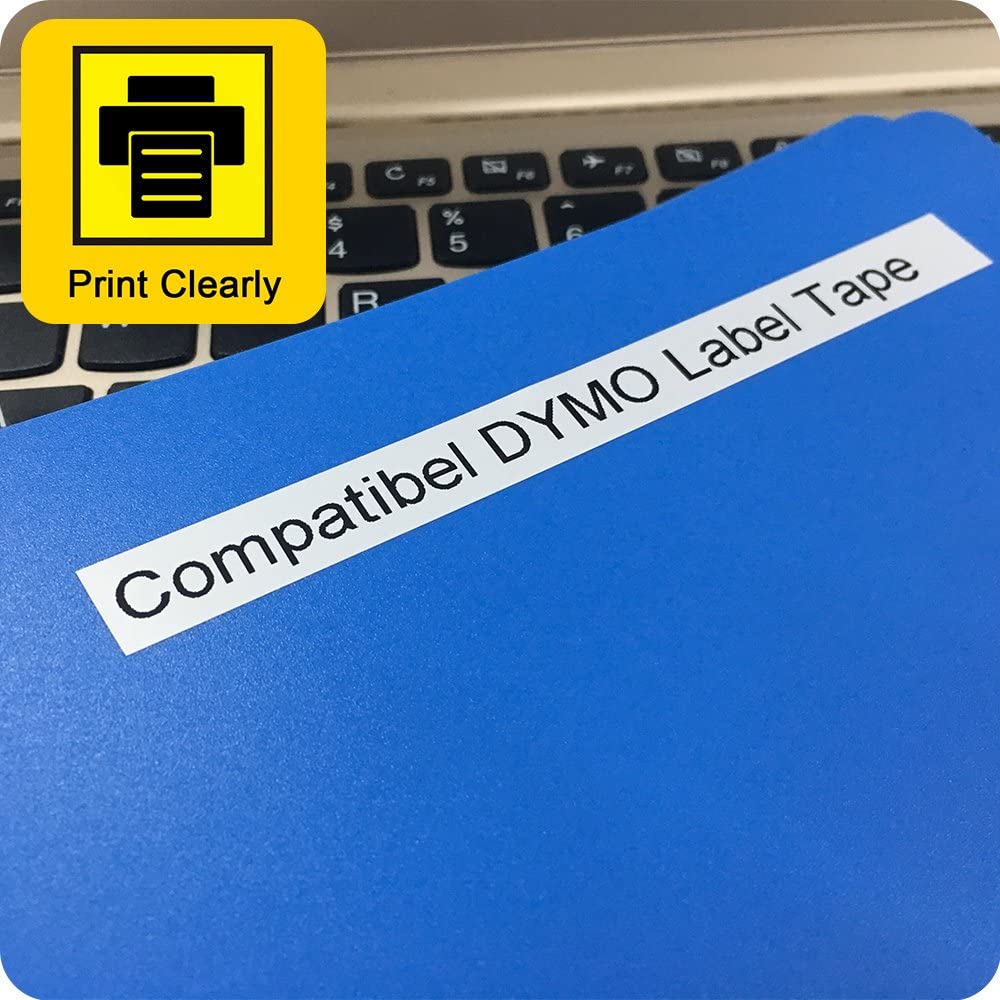 Label KINGDOM 6-Pack Compatible Label Tape Replace for DYMO 91331 LetraTag Label Maker Refills for Letra Tag Plus LT100H LT100T, 1/2" x 13'(12mm x 4m) Black Print on White Plastic Labeling Tape