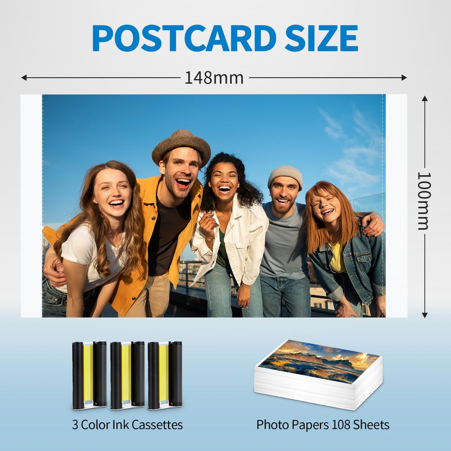 Replace Canon Selphy CP1300 Paper and Ink KP-108IN Glossy Photo Paper for Canon Selphy CP1500 CP1200 CP1000 CP910 CP800 CP790 Photo Printer, 108 Sheets 4 x 6 Photo Paper + 3 Color Ink Cartridge